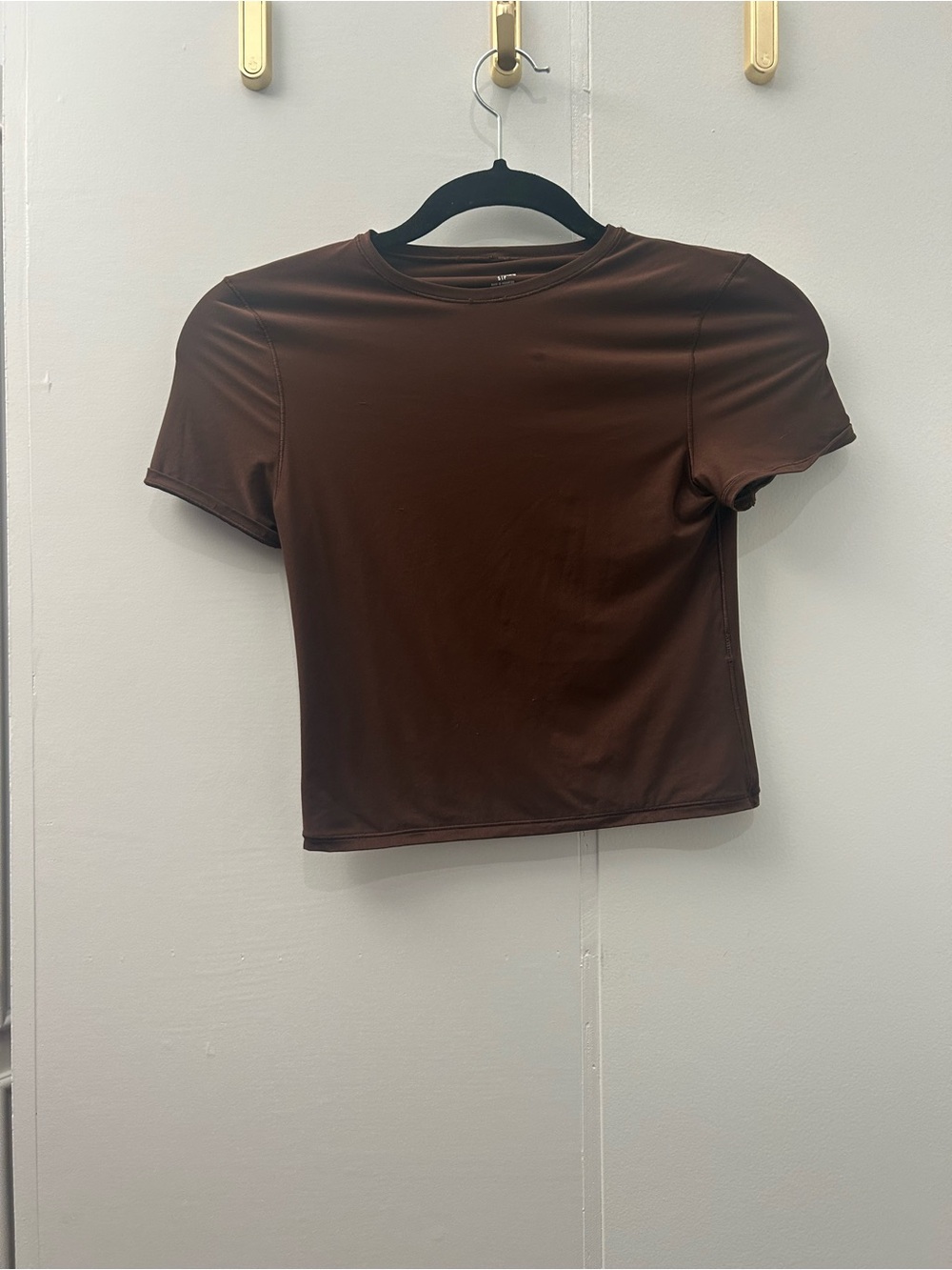 aerie Brown Short Sleeve Crop Tee